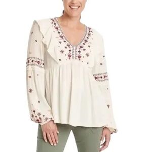 Knox Rose Floral Embroidered Blouse